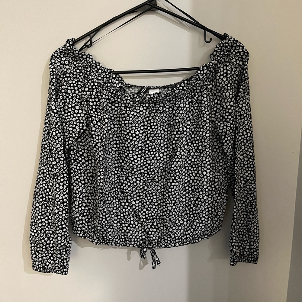 Black and white floral blouse